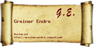 Greiner Endre névjegykártya